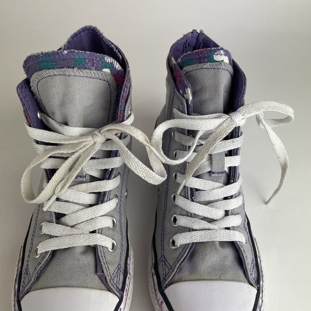 Converse Chuck‎ Taylor All Star Juniors 6Y Grey, Purple Paint Splatter Size 3 US - Picture 3 of 12